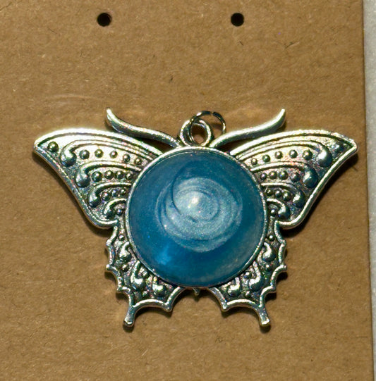 Silver Butterfly with Custom Swirl Resin Insert